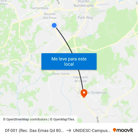 Df-001 (Rec. Das Emas Qd 800) to UNIDESC-Campus 1 map