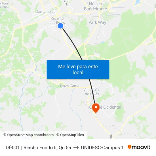 Df-001 | Riacho Fundo Ii, Qn 5a to UNIDESC-Campus 1 map