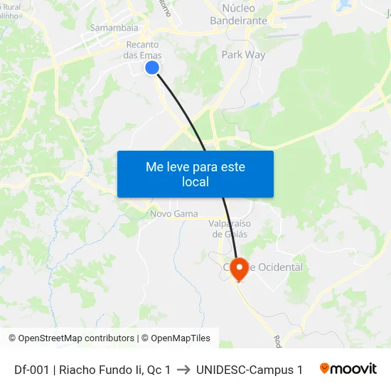 Df-001 | Riacho Fundo Ii, Qc 1 to UNIDESC-Campus 1 map