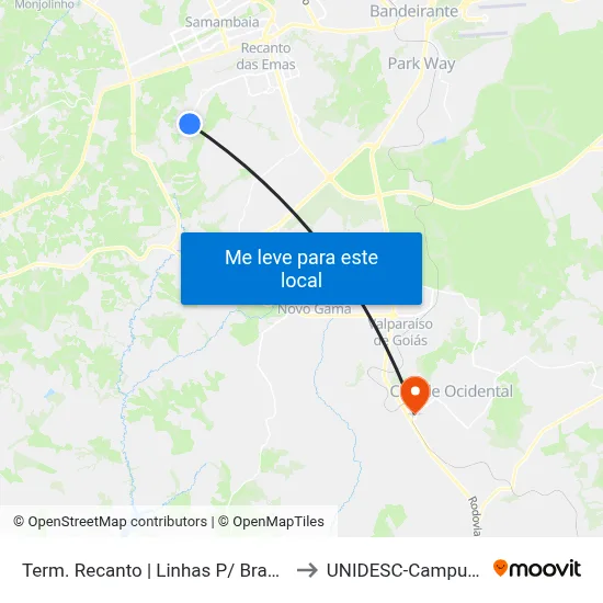 Term. Recanto | Linhas P/ Brasília to UNIDESC-Campus 1 map
