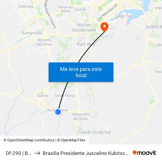 Df-290 | Balão Do Novo Gama to Brasília Presidente Juscelino Kubitschek International Airport (BSB) (Aeroporto Internacional de Br map