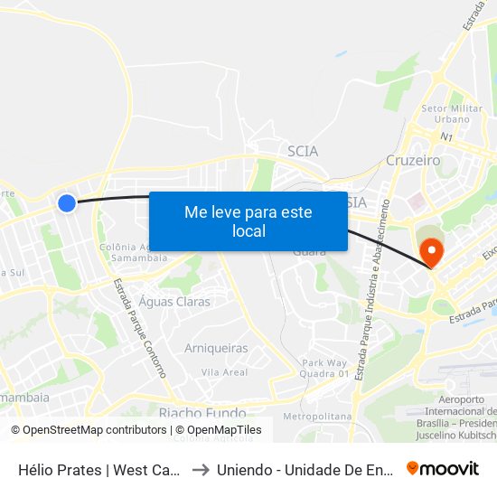 Hélio Prates | West Carnes / Taguacenter to Uniendo - Unidade De Endoscopia De Brasília map