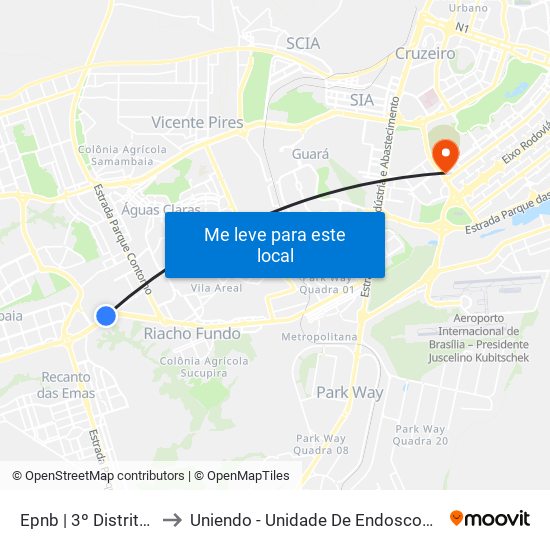 Epnb | 3º Distrito Der-Df to Uniendo - Unidade De Endoscopia De Brasília map
