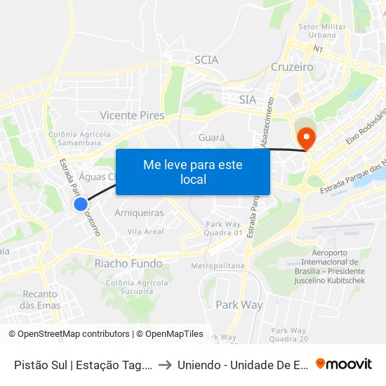 Pistão Sul | Estação Tag. Sul / Hosp. Anna Nery to Uniendo - Unidade De Endoscopia De Brasília map