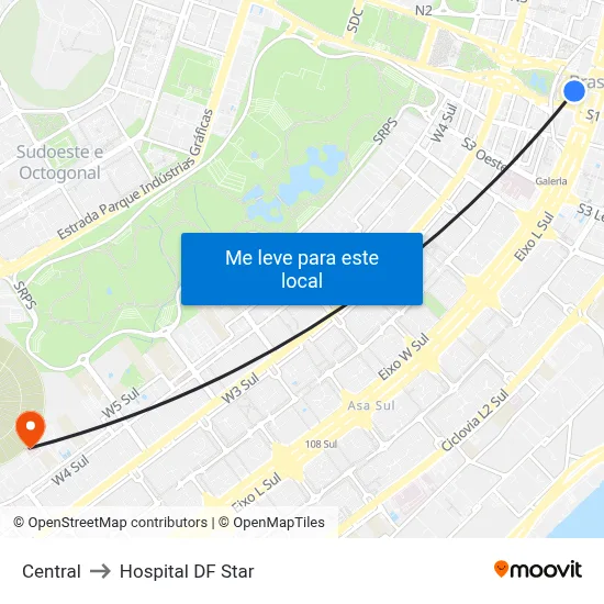 Central to Hospital DF Star map
