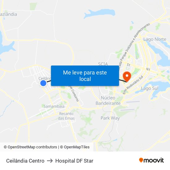 Ceilândia Centro to Hospital DF Star map