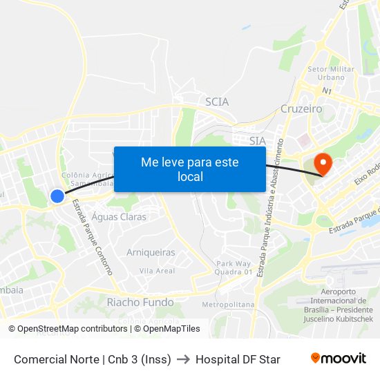 Comercial Norte | Cnb 3 (Inss) to Hospital DF Star map