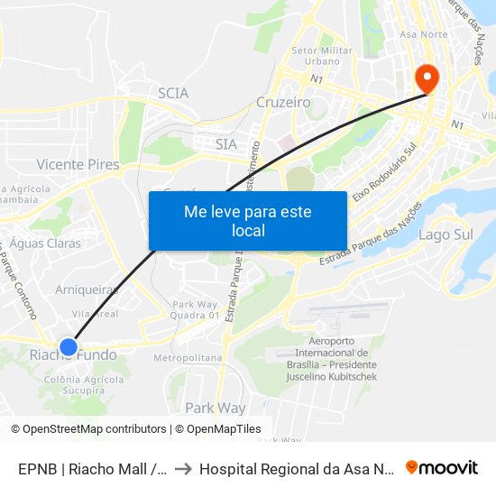 Epnb | Riacho Mall / Ultrabox to Hospital Regional da Asa Norte (HRAN) map
