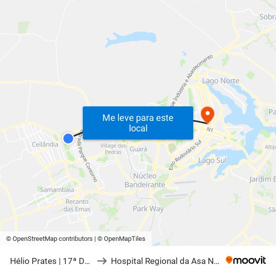 Hélio Prates | 17ª Dp / Cef 12 to Hospital Regional da Asa Norte (HRAN) map