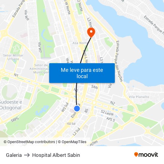Galeria to Hospital Albert Sabin map