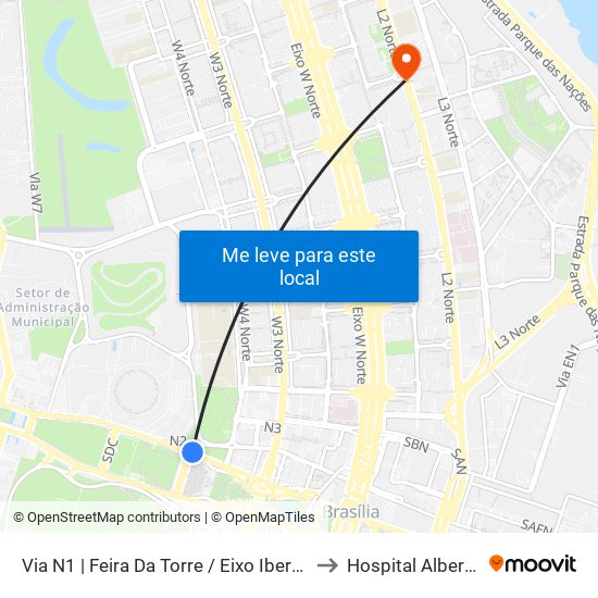 Via N1 | Feira Da Torre / Eixo Ibero-Americano to Hospital Albert Sabin map
