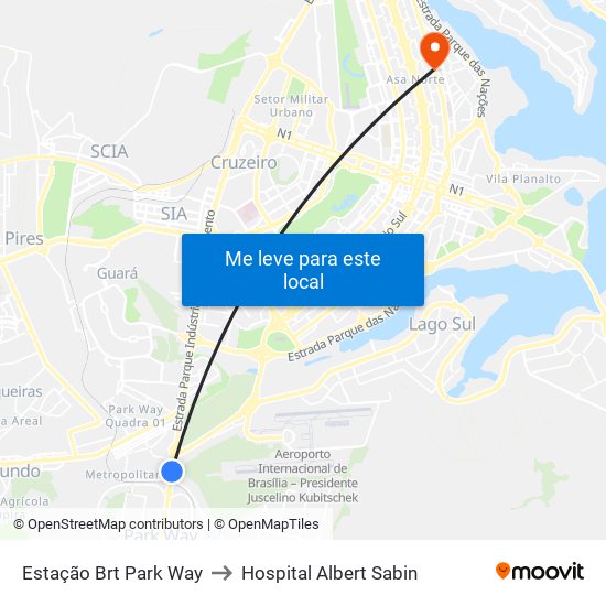 Estação Brt Park Way to Hospital Albert Sabin map