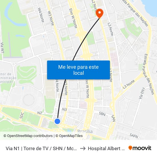 Via N1 | Torre De Tv / Shn / Mcdonald's to Hospital Albert Sabin map
