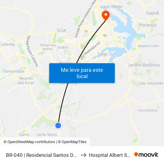 Br-040 | Residencial Santos Dumont to Hospital Albert Sabin map