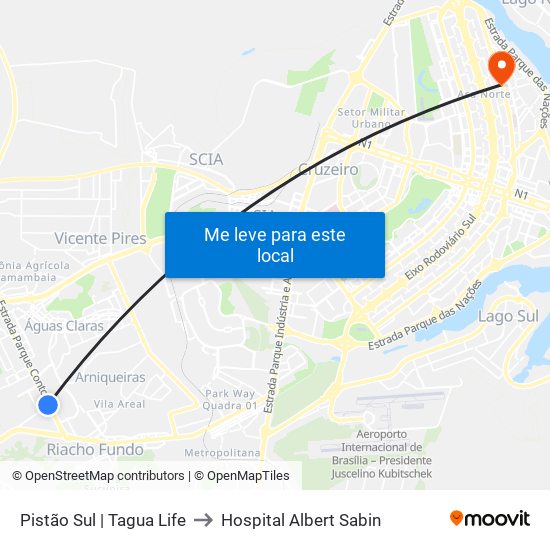 Pistão Sul | Csg 3 (Tagua Life) to Hospital Albert Sabin map