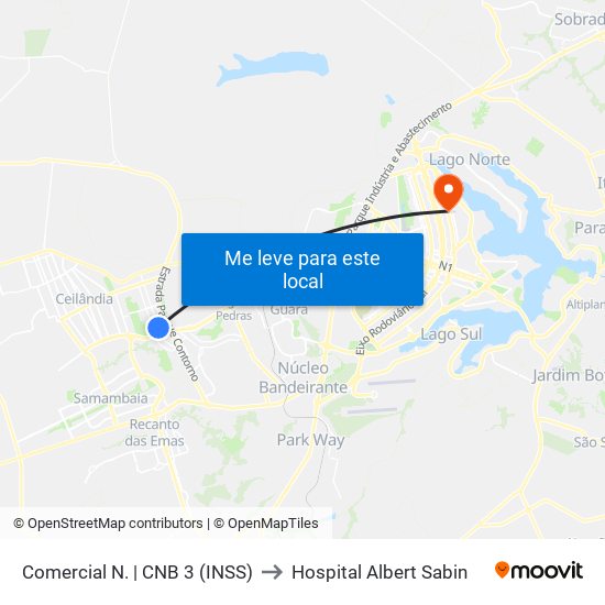 Comercial Norte | Cnb 3 (Inss) to Hospital Albert Sabin map