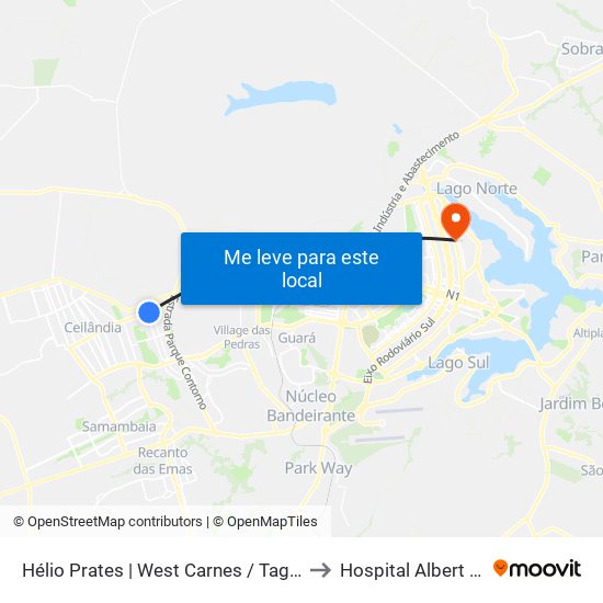 Hélio Prates | West Carnes / Taguacenter to Hospital Albert Sabin map