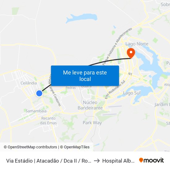 Via Estádio | Atacadão / Dca II / Rodoviária / Estádio to Hospital Albert Sabin map