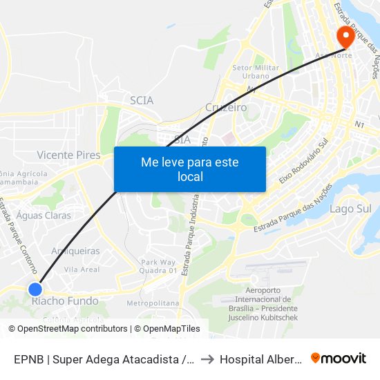 Epnb | Super Adega Atacadista / Gran Motel to Hospital Albert Sabin map