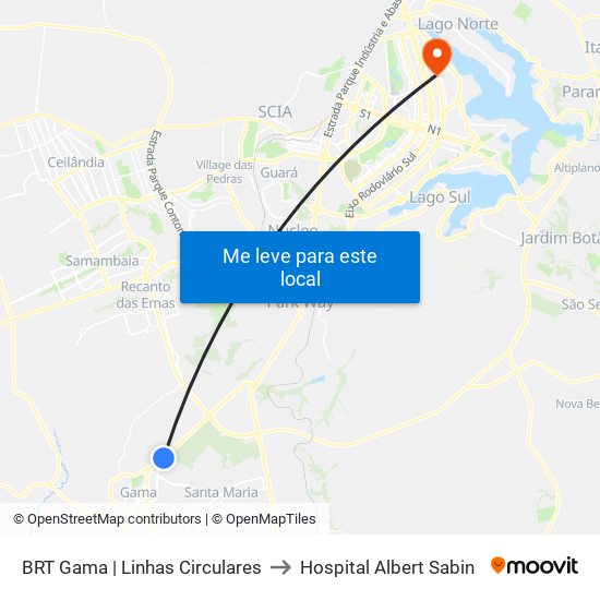 Terminal Brt Gama to Hospital Albert Sabin map