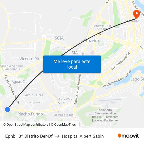 Epnb | 3º Distrito Der-Df to Hospital Albert Sabin map