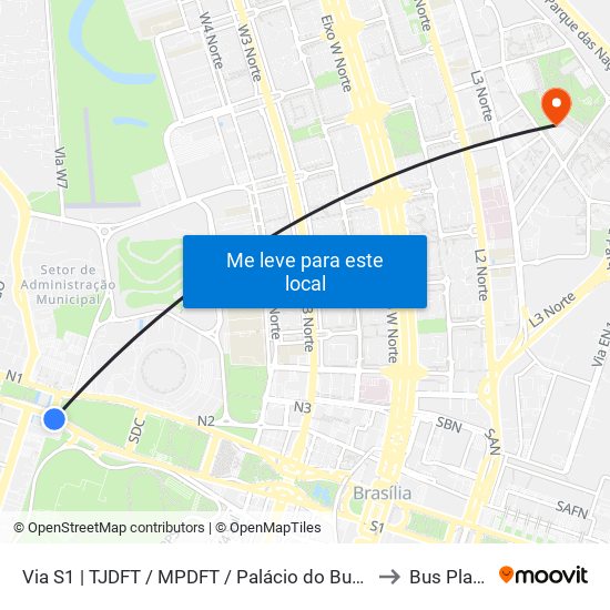 Via S1 | Tjdft / Mpdft / Palácio Do Buriti to Bus Plays map