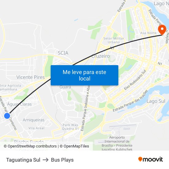 Taguatinga Sul to Bus Plays map