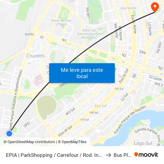Epia Sul | Parkshopping / Carrefour / Rod. Interestadual / Assaí to Bus Plays map