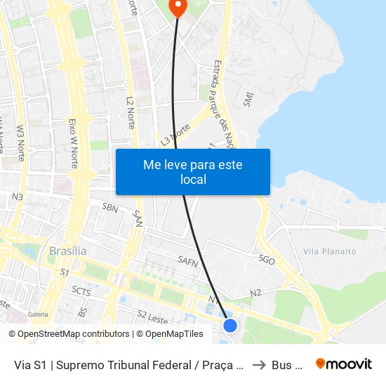 Via S1 | Supremo Tribunal Federal / Praça Dos Três Poderes to Bus Plays map