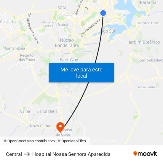 Central to Hospital Nossa Senhora Aparecida map
