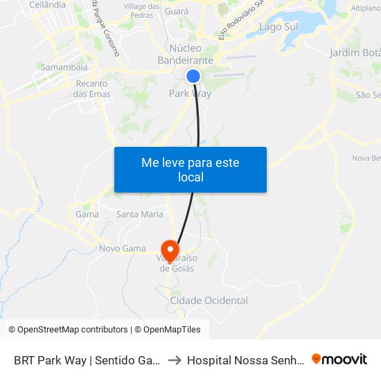 Estação Brt Park Way to Hospital Nossa Senhora Aparecida map