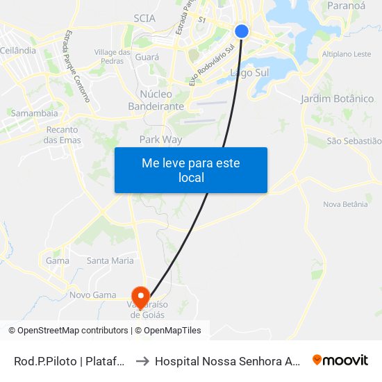 Rod.P.Piloto | Plataforma C to Hospital Nossa Senhora Aparecida map