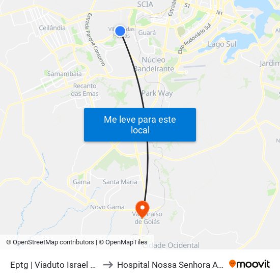 Eptg | Viaduto Israel Pinheiro to Hospital Nossa Senhora Aparecida map