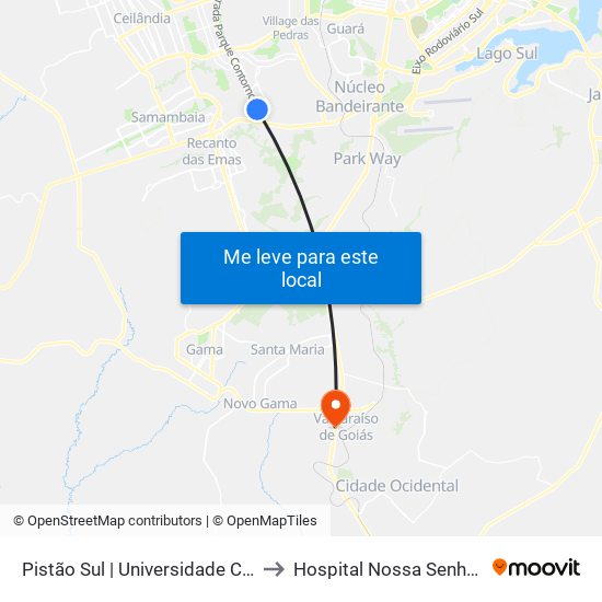 Pistão Sul | Csg 5 (Católica / Estácio) to Hospital Nossa Senhora Aparecida map