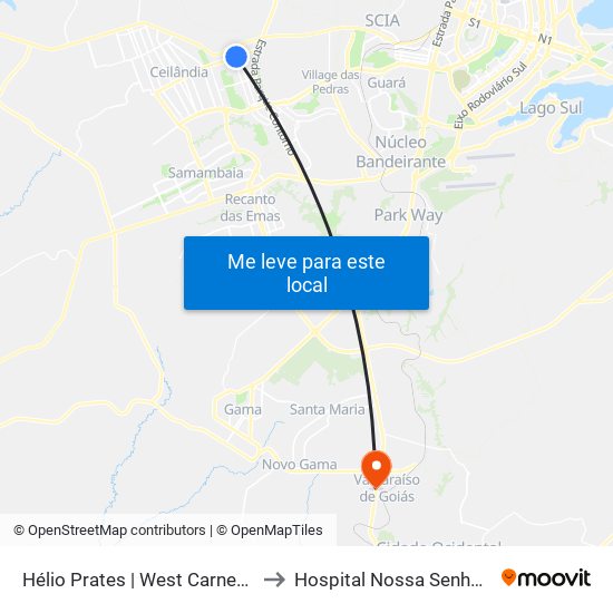 Hélio Prates | West Carnes / Taguacenter to Hospital Nossa Senhora Aparecida map