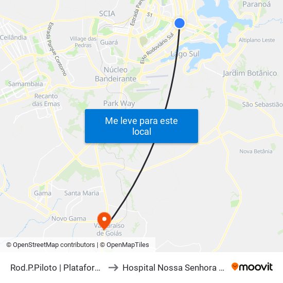 Rod.P.Piloto | Plataformas B / F to Hospital Nossa Senhora Aparecida map