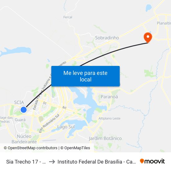 Sia Trecho 17 - Takeuchi to Instituto Federal De Brasília - Campus Planaltina map