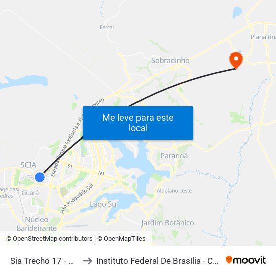 SIA Tr. 17 | Complexo Quality / BSB Atacadista to Instituto Federal De Brasília - Campus Planaltina map