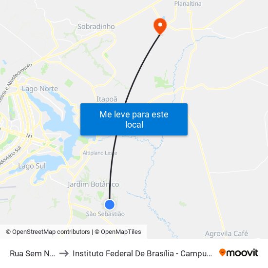 Rua Sem Nome to Instituto Federal De Brasília - Campus Planaltina map