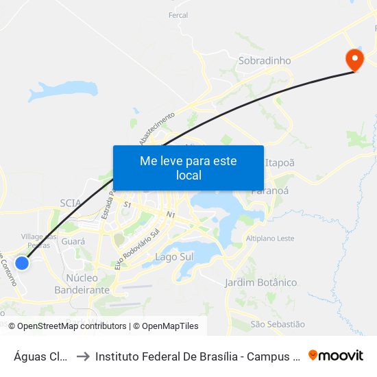 Águas Claras to Instituto Federal De Brasília - Campus Planaltina map