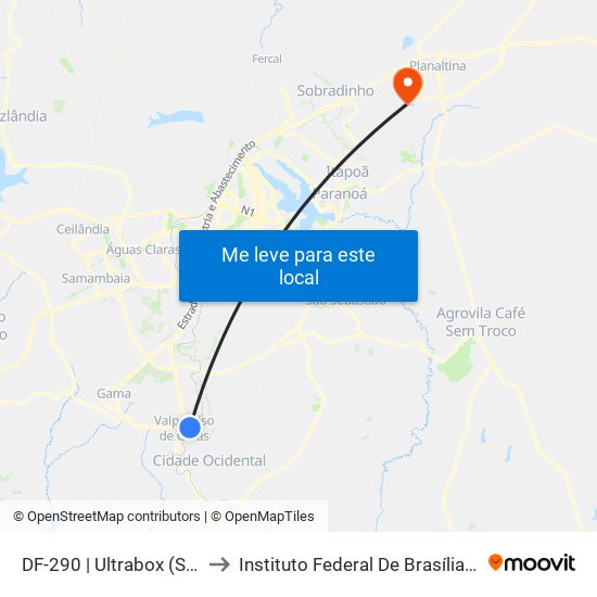 DF-290 | Ultrabox (SENTIDO GAMA) to Instituto Federal De Brasília - Campus Planaltina map