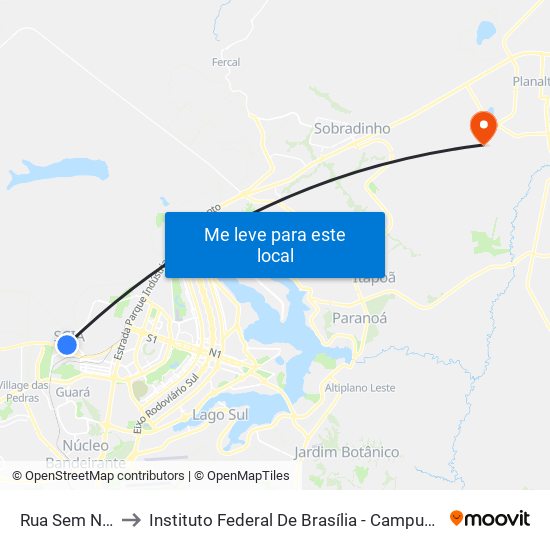 Rua Sem Nome to Instituto Federal De Brasília - Campus Planaltina map