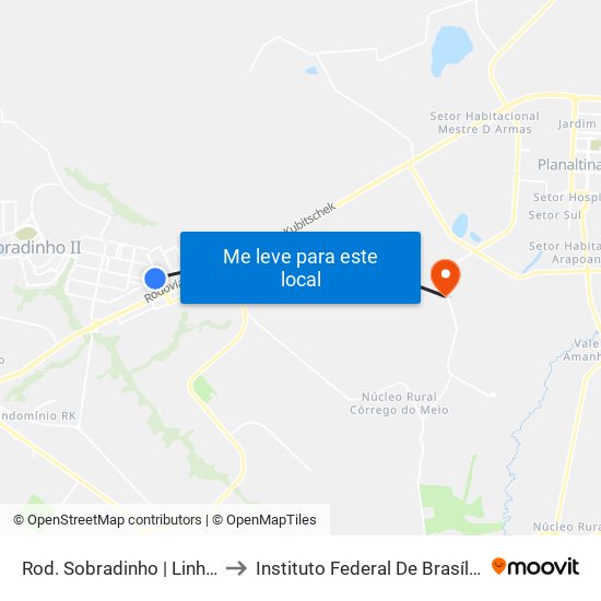 Rod. Sobradinho | Linhas P/ Sobradinho II to Instituto Federal De Brasília - Campus Planaltina map