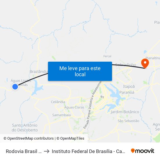 Rodovia Brasil 070, 33 to Instituto Federal De Brasília - Campus Planaltina map