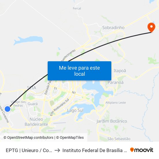 EPTG | Unieuro / Costa Atacadista to Instituto Federal De Brasília - Campus Planaltina map