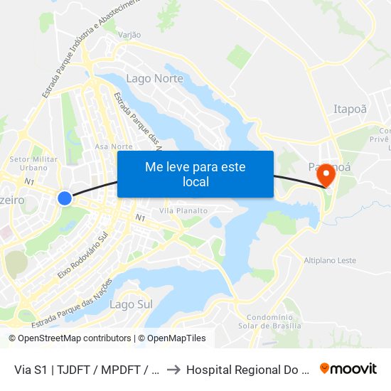 Via S1 | Tjdft / Mpdft / Palácio Do Buriti to Hospital Regional Do Paranoá - Hrpa map