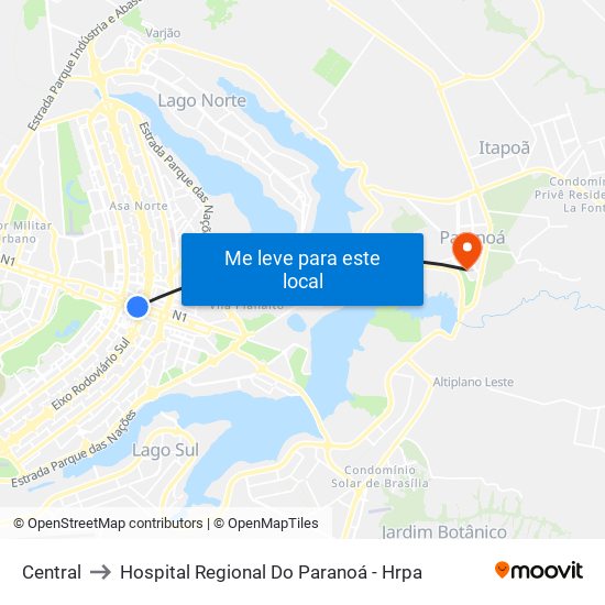 Central to Hospital Regional Do Paranoá - Hrpa map