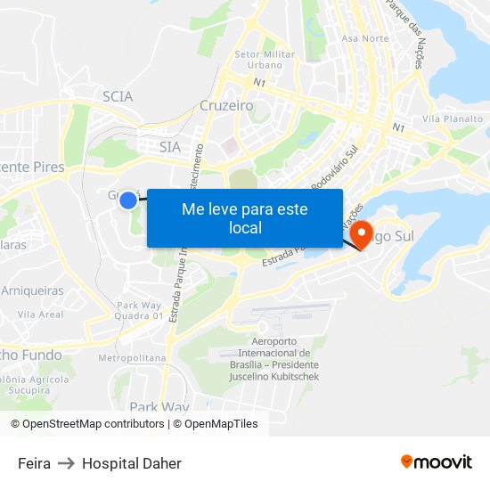 Feira to Hospital Daher map