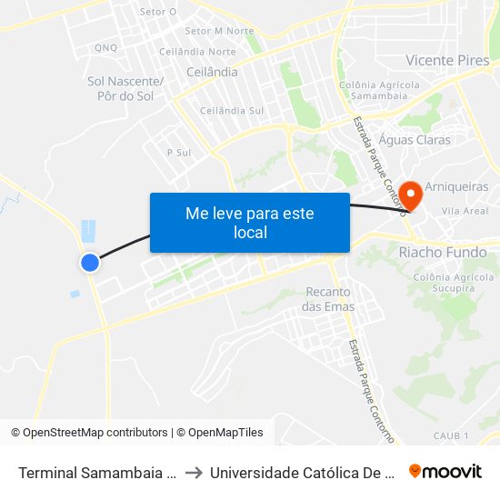 Terminal Samambaia Norte to Universidade Católica De Brasília map