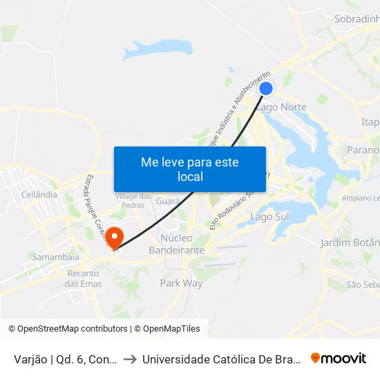 Varjão | Qd. 6, Conj. F to Universidade Católica De Brasília map